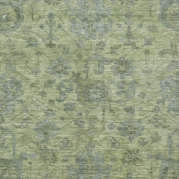 Homeroots 3' Artichoke Green And Gray Damask Washable Area Rug For Stylish Indoor And Outdoor Spaces 10' X 14' Polyester 603832