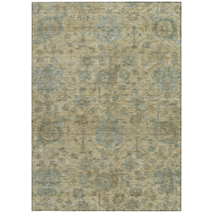 Homeroots 3' Artichoke Green And Gray Damask Washable Area Rug For Stylish Indoor And Outdoor Spaces 5' X 8' Polyester 603834