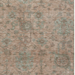 Homeroots 3' Artichoke Green And Gray Damask Washable Area Rug For Stylish Indoor And Outdoor Spaces 5' X 8' Polyester 603840