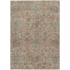 Homeroots 3' Artichoke Green And Gray Damask Washable Area Rug For Stylish Indoor And Outdoor Spaces 9' X 12' Polyester 603843