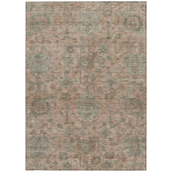 Homeroots 3' Artichoke Green And Gray Damask Washable Area Rug For Stylish Indoor And Outdoor Spaces 9' X 12' Polyester 603843