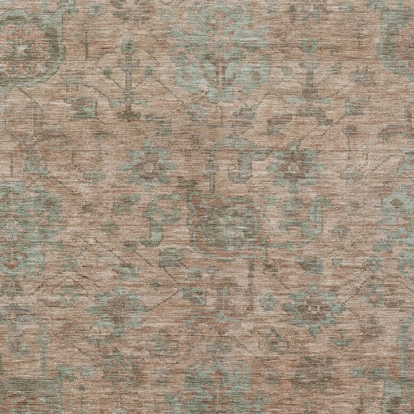 Homeroots 3' Artichoke Green And Gray Damask Washable Area Rug For Stylish Indoor And Outdoor Spaces 10' X 14' Polyester 603844