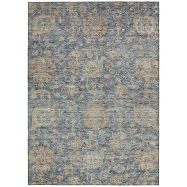 Homeroots 3' Artichoke Green And Gray Damask Washable Area Rug For Stylish Indoor And Outdoor Spaces 3' X 5' Polyester 603845