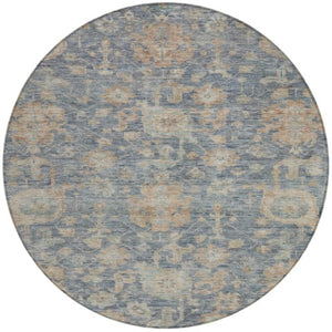 Homeroots 3' Artichoke Green And Gray Damask Washable Area Rug For Stylish Indoor And Outdoor Spaces 8' Round Polyester 603847