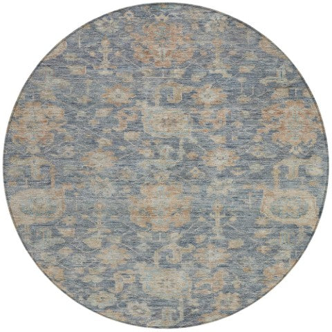 Homeroots 3' Artichoke Green And Gray Damask Washable Area Rug For Stylish Indoor And Outdoor Spaces 8' Round Polyester 603847
