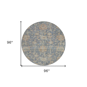 Homeroots 3' Artichoke Green And Gray Damask Washable Area Rug For Stylish Indoor And Outdoor Spaces 8' Round Polyester 603847