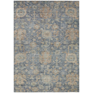 HomeRoots 9' Versatile Denim Blue Damask Area Rug – Washable, Durable for Indoor & Outdoor Spaces, 9’ x 12’ 603849