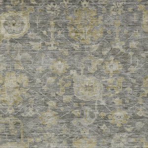 Homeroots 3' Artichoke Green And Gray Damask Washable Area Rug For Stylish Indoor And Outdoor Spaces 3' X 5' Polyester 603851