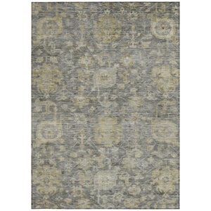 Homeroots 3' Artichoke Green And Gray Damask Washable Area Rug For Stylish Indoor And Outdoor Spaces 8' X 10' Polyester 603854
