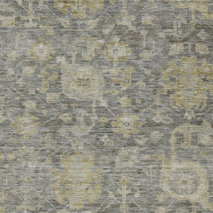 Homeroots 3' Artichoke Green And Gray Damask Washable Area Rug For Stylish Indoor And Outdoor Spaces 10' X 14' Polyester 603856
