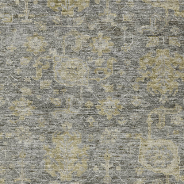 Homeroots 3' Artichoke Green And Gray Damask Washable Area Rug For Stylish Indoor And Outdoor Spaces 10' X 14' Polyester 603856