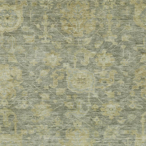 Homeroots 3' Artichoke Green And Gray Damask Washable Area Rug For Stylish Indoor And Outdoor Spaces 3' X 5' Polyester 603857