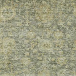 Homeroots 3' Artichoke Green And Gray Damask Washable Area Rug For Stylish Indoor And Outdoor Spaces 5' X 8' Polyester 603858