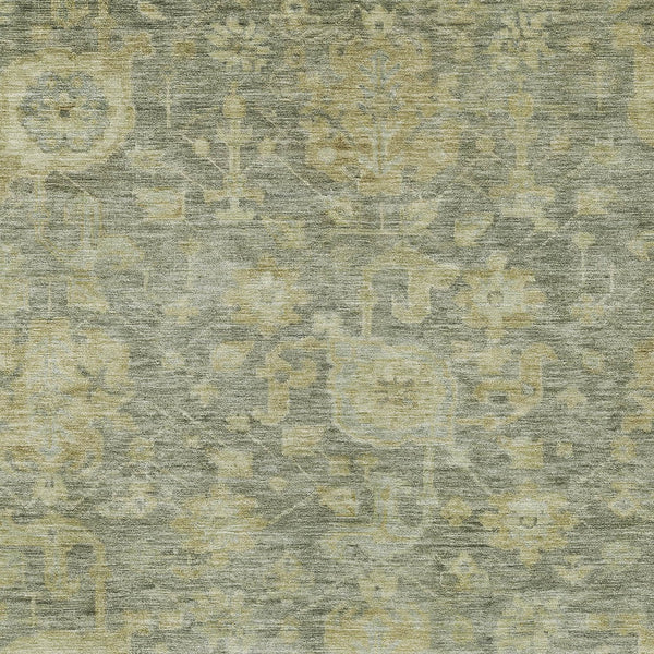 Homeroots 3' Artichoke Green And Gray Damask Washable Area Rug For Stylish Indoor And Outdoor Spaces 5' X 8' Polyester 603858