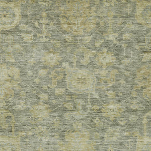 Homeroots 3' Artichoke Green And Gray Damask Washable Area Rug For Stylish Indoor And Outdoor Spaces 8' X 10' Polyester 603860