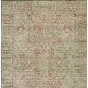 Homeroots 3' Beige Brown And Green Oriental Washable Rug - Perfect For Indoor Or Outdoor Spaces, Durable Design 3' X 5' Polyester 603863