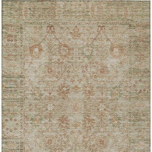 Homeroots 3' Beige Brown And Green Oriental Washable Rug - Perfect For Indoor Or Outdoor Spaces, Durable Design 5' X 8' Polyester 603864