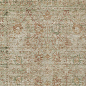 Homeroots 3' Beige Brown And Green Oriental Washable Rug - Perfect For Indoor Or Outdoor Spaces, Durable Design 5' X 8' Polyester 603864