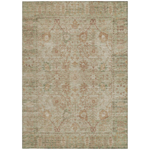 Homeroots 3' Beige Brown And Green Oriental Washable Rug - Perfect For Indoor Or Outdoor Spaces, Durable Design 8' X 10' Polyester 603866