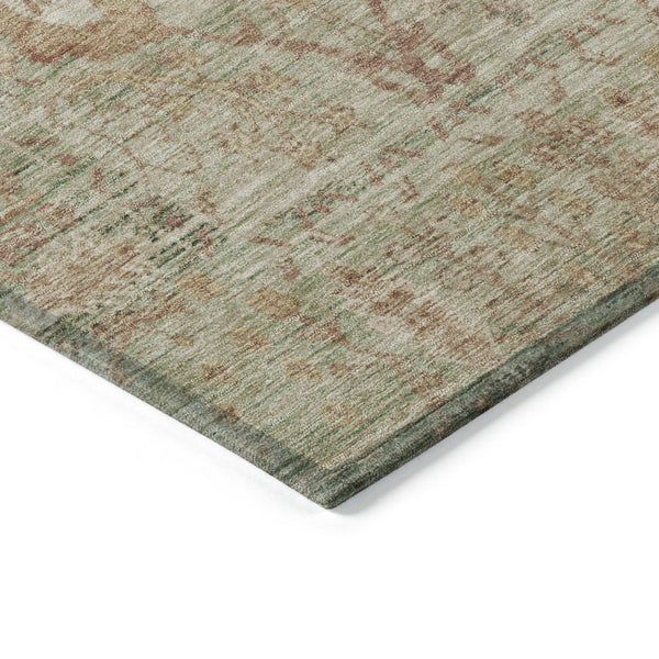 Homeroots 3' Beige Brown And Green Oriental Washable Rug - Perfect For Indoor Or Outdoor Spaces, Durable Design 8' X 10' Polyester 603866