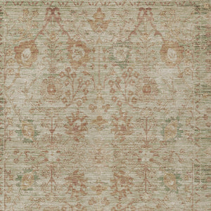 Homeroots 3' Beige Brown And Green Oriental Washable Rug - Perfect For Indoor Or Outdoor Spaces, Durable Design 8' X 10' Polyester 603866