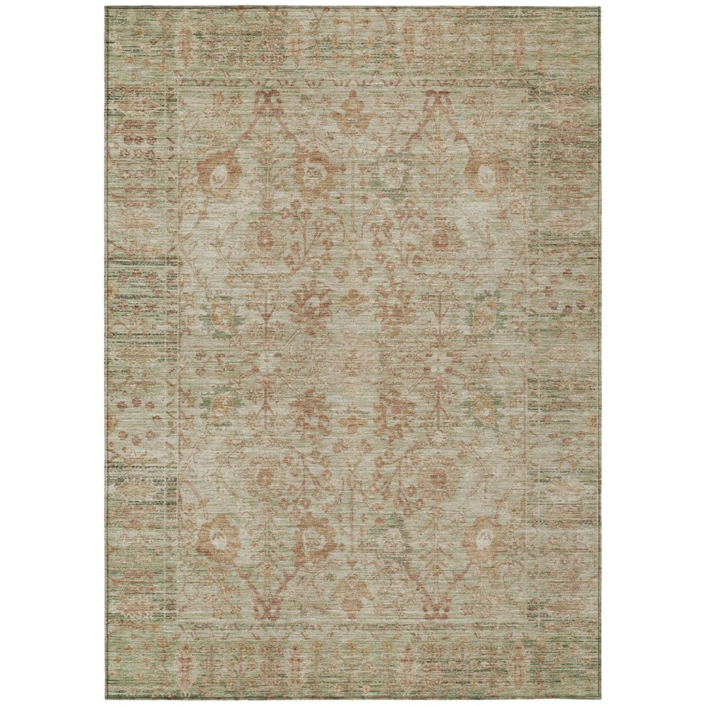 HomeRoots 9' Elegant Beige Brown and Green Oriental Washable Area Rug for Indoor & Outdoor Spaces, Durable Design 603867