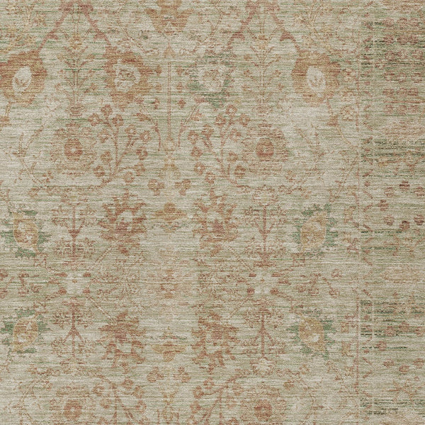 Homeroots 3' Beige Brown And Green Oriental Washable Rug - Perfect For Indoor Or Outdoor Spaces, Durable Design 9' X 12' Polyester 603867