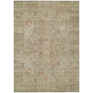 HomeRoots 5' Elegant Oriental Area Rug in Beige, Brown, and Green - Durable, Washable for Indoor & Outdoor Use 10' X 14' 603868
