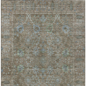 Homeroots 3' Beige Brown And Green Oriental Washable Rug - Perfect For Indoor Or Outdoor Spaces, Durable Design 3' X 5' Polyester 603869