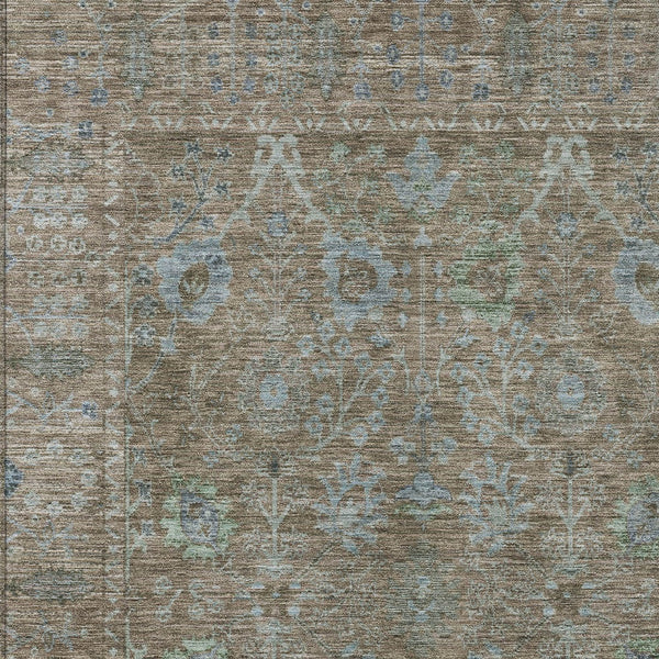 Homeroots 3' Beige Brown And Green Oriental Washable Rug - Perfect For Indoor Or Outdoor Spaces, Durable Design 8' X 10' Polyester 603872