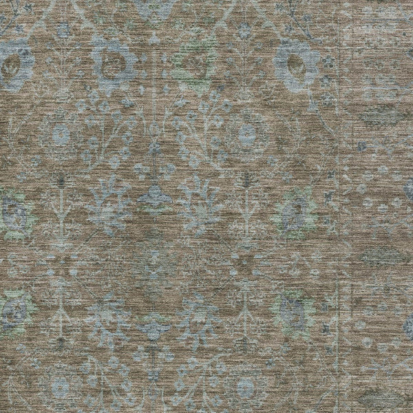 Homeroots 3' Beige Brown And Green Oriental Washable Rug - Perfect For Indoor Or Outdoor Spaces, Durable Design 9' X 12' Polyester 603873