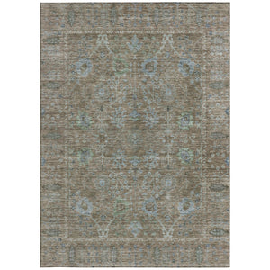 Homeroots 3' Beige Brown And Green Oriental Washable Rug - Perfect For Indoor Or Outdoor Spaces, Durable Design 10' X 14' Polyester 603874
