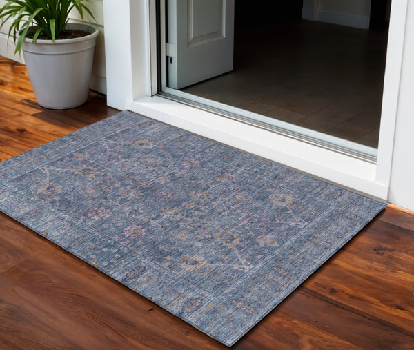 Homeroots 3' Beige Brown And Green Oriental Washable Rug - Perfect For Indoor Or Outdoor Spaces, Durable Design 3' X 5' Polyester 603875