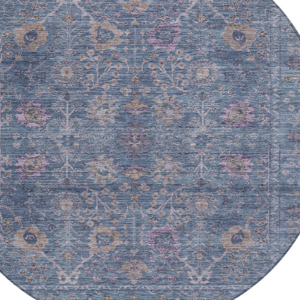 Homeroots 3' Beige Brown And Green Oriental Washable Rug - Perfect For Indoor Or Outdoor Spaces, Durable Design 8' Round Polyester 603877