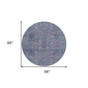 Homeroots 3' Beige Brown And Green Oriental Washable Rug - Perfect For Indoor Or Outdoor Spaces, Durable Design 8' Round Polyester 603877