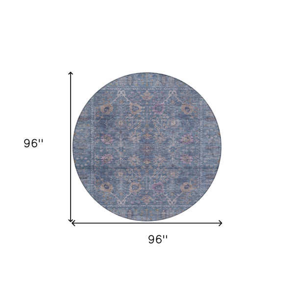 Homeroots 3' Beige Brown And Green Oriental Washable Rug - Perfect For Indoor Or Outdoor Spaces, Durable Design 8' Round Polyester 603877