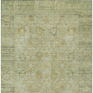 Homeroots 3' Beige Brown And Green Oriental Washable Rug - Perfect For Indoor Or Outdoor Spaces, Durable Design 3' X 5' Polyester 603881