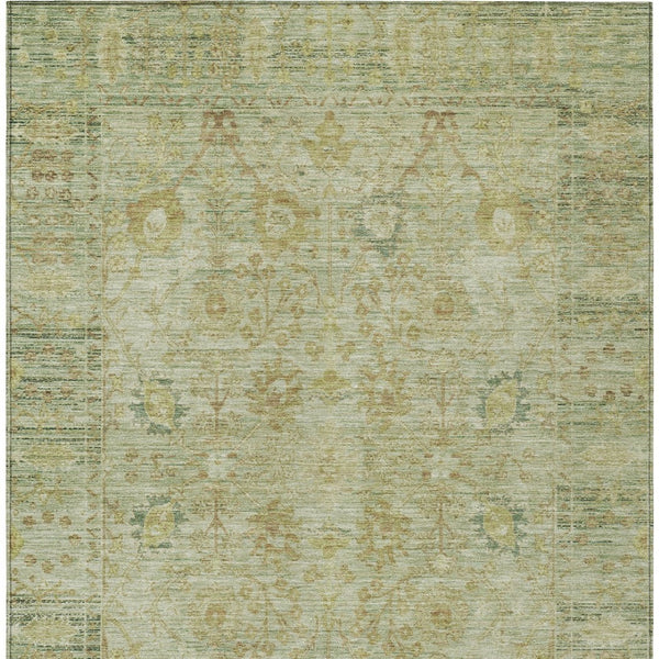 Homeroots 3' Beige Brown And Green Oriental Washable Rug - Perfect For Indoor Or Outdoor Spaces, Durable Design 3' X 5' Polyester 603881
