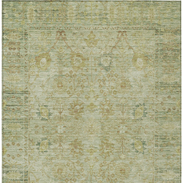 Homeroots 3' Beige Brown And Green Oriental Washable Rug - Perfect For Indoor Or Outdoor Spaces, Durable Design 5' X 8' Polyester 603882