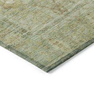 Homeroots 3' Beige Brown And Green Oriental Washable Rug - Perfect For Indoor Or Outdoor Spaces, Durable Design 8' Round Polyester 603883