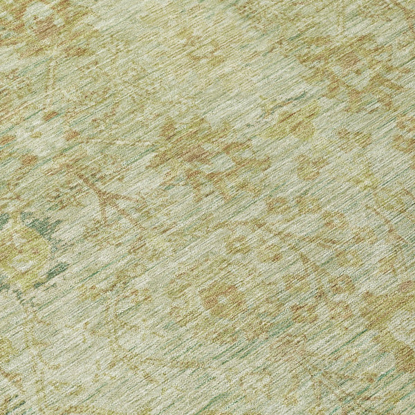 Homeroots 3' Beige Brown And Green Oriental Washable Rug - Perfect For Indoor Or Outdoor Spaces, Durable Design 8' Round Polyester 603883