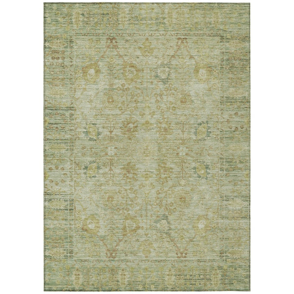 HomeRoots 5' Sage Green and Brown Oriental Area Rug – Stylish, Washable, Durable for Indoor & Outdoor Use 8' X 10' 603884