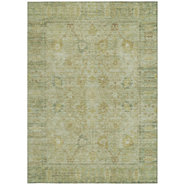 Homeroots 3' Beige Brown And Green Oriental Washable Rug - Perfect For Indoor Or Outdoor Spaces, Durable Design 9' X 12' Polyester 603885