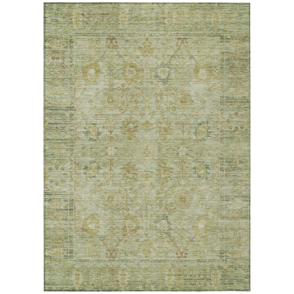 HomeRoots 9' X 12' Sage Green & Brown Oriental Washable Area Rug - Durable, Stylish, Perfect for Indoor/Outdoor Use 603885