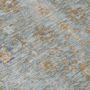 Homeroots 3' Beige Brown And Green Oriental Washable Rug - Perfect For Indoor Or Outdoor Spaces, Durable Design 5' X 8' Polyester 603888