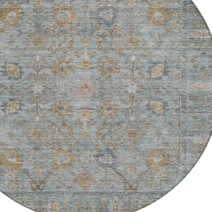 Homeroots 3' Beige Brown And Green Oriental Washable Rug - Perfect For Indoor Or Outdoor Spaces, Durable Design 8' Round Polyester 603889