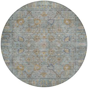 Homeroots 3' Beige Brown And Green Oriental Washable Rug - Perfect For Indoor Or Outdoor Spaces, Durable Design 8' Round Polyester 603889