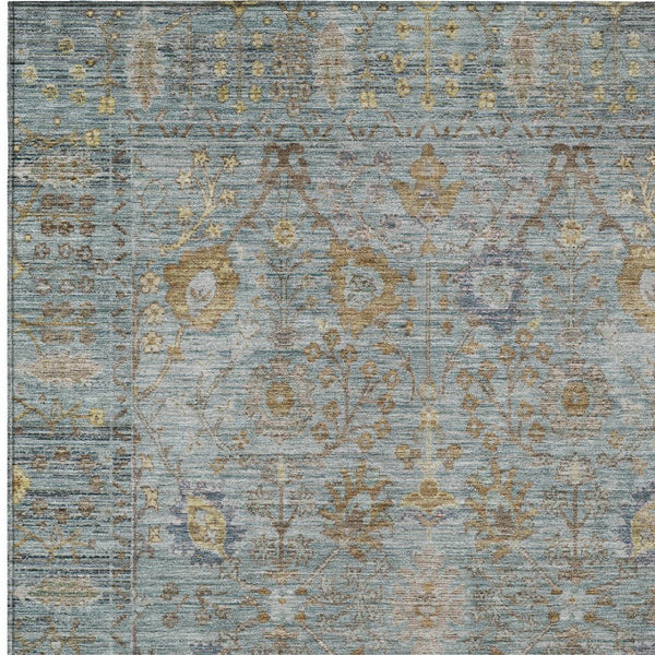 Homeroots 3' Beige Brown And Green Oriental Washable Rug - Perfect For Indoor Or Outdoor Spaces, Durable Design 9' X 12' Polyester 603891