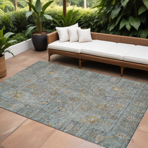 Homeroots 3' Beige Brown And Green Oriental Washable Rug - Perfect For Indoor Or Outdoor Spaces, Durable Design 10' X 14' Polyester 603892