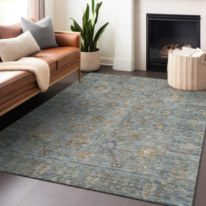 Homeroots 3' Beige Brown And Green Oriental Washable Rug - Perfect For Indoor Or Outdoor Spaces, Durable Design 10' X 14' Polyester 603892
